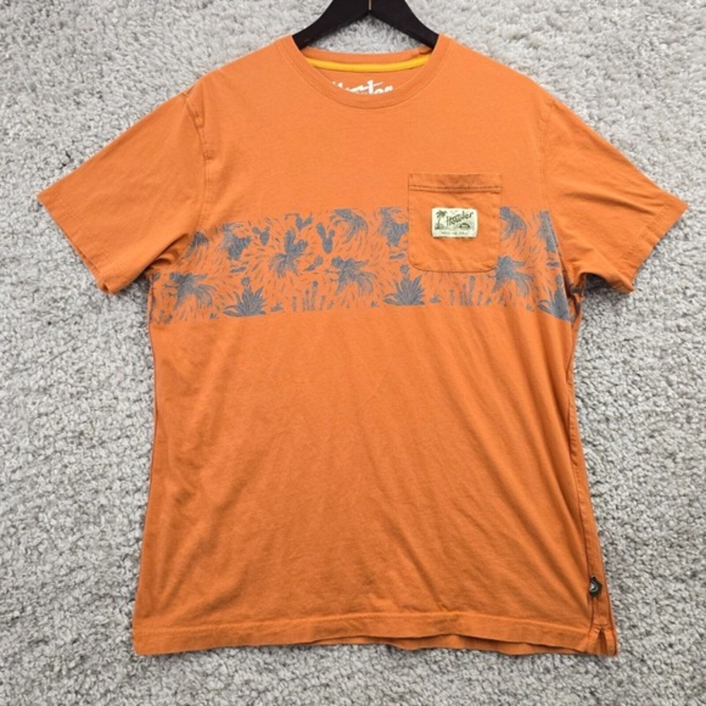 Howler Bros Pocket‎ T-Shirt Mens Large Orange Graphic Print Short Sleeve Cotton